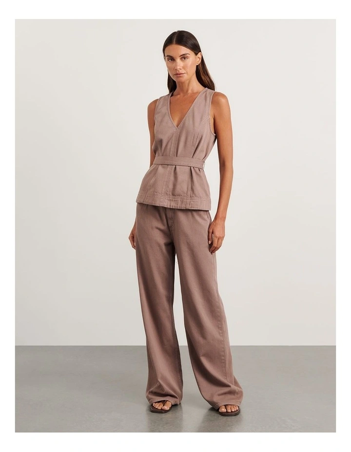 Loe Belted Top in Latte image 6