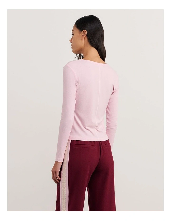 Celina Henley Top in Pink image 2