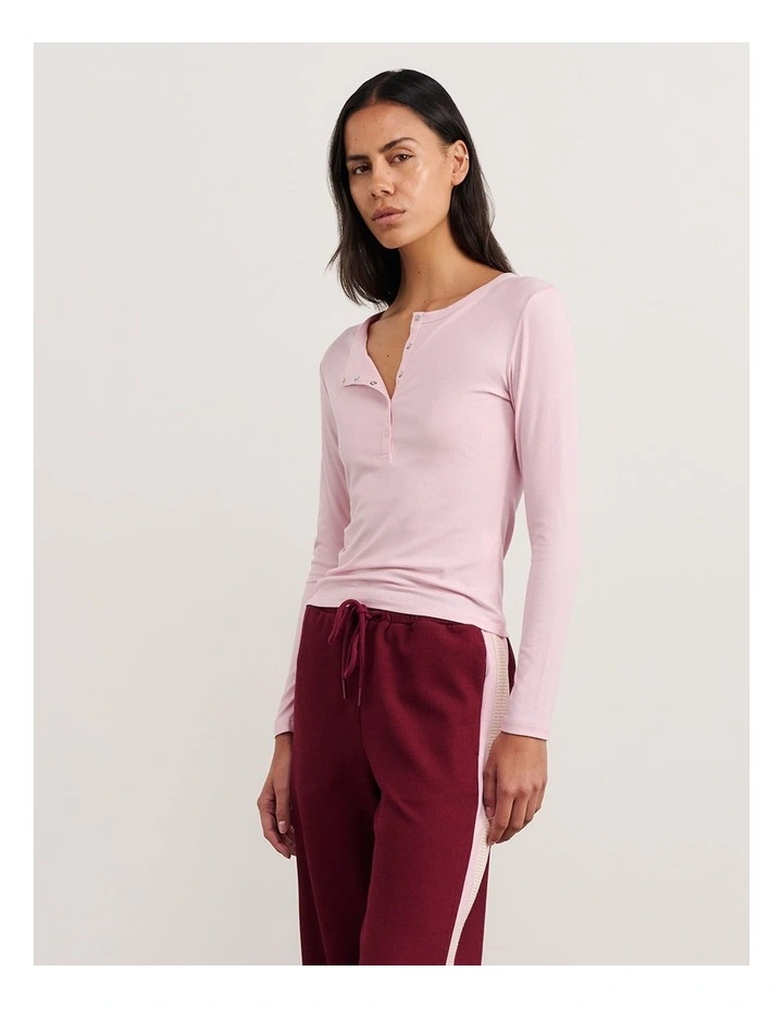Celina Henley Top in Pink image 3