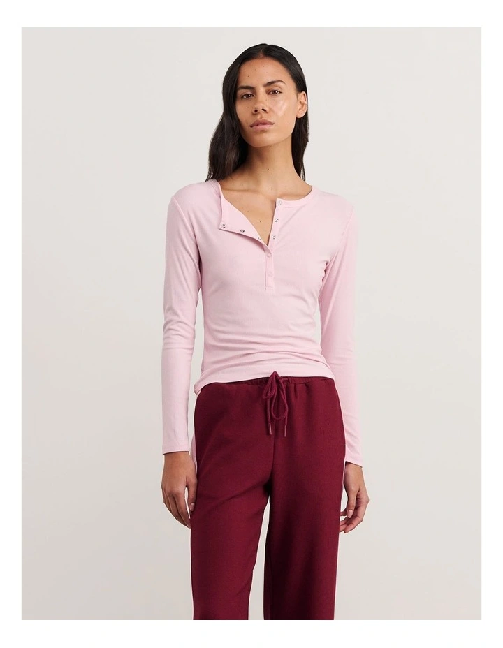 Celina Henley Top in Pink image 5