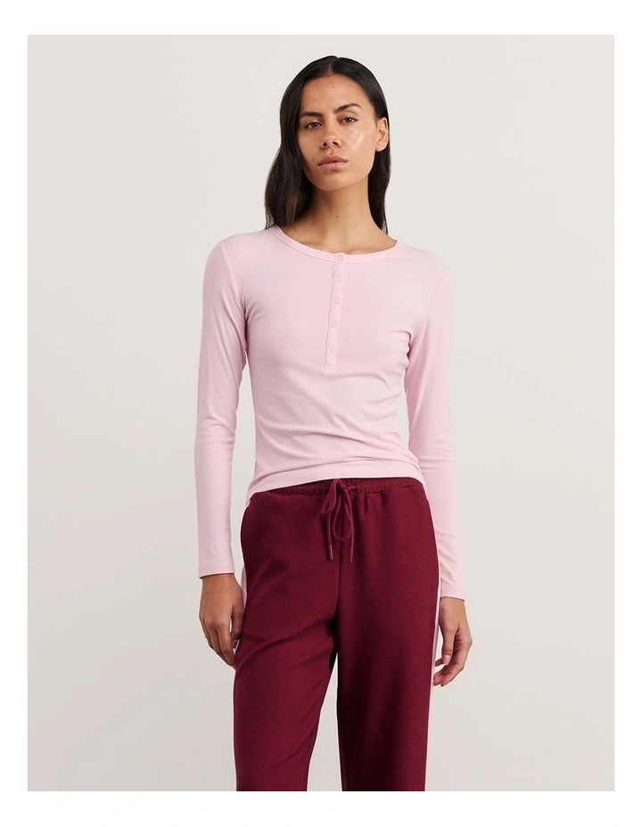 Celina Henley Top in Pink image 6