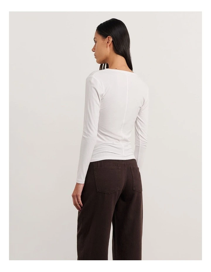 Celina Henley Top in White image 2