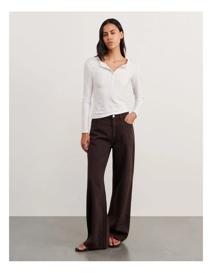 Celina Henley Top in White image 4