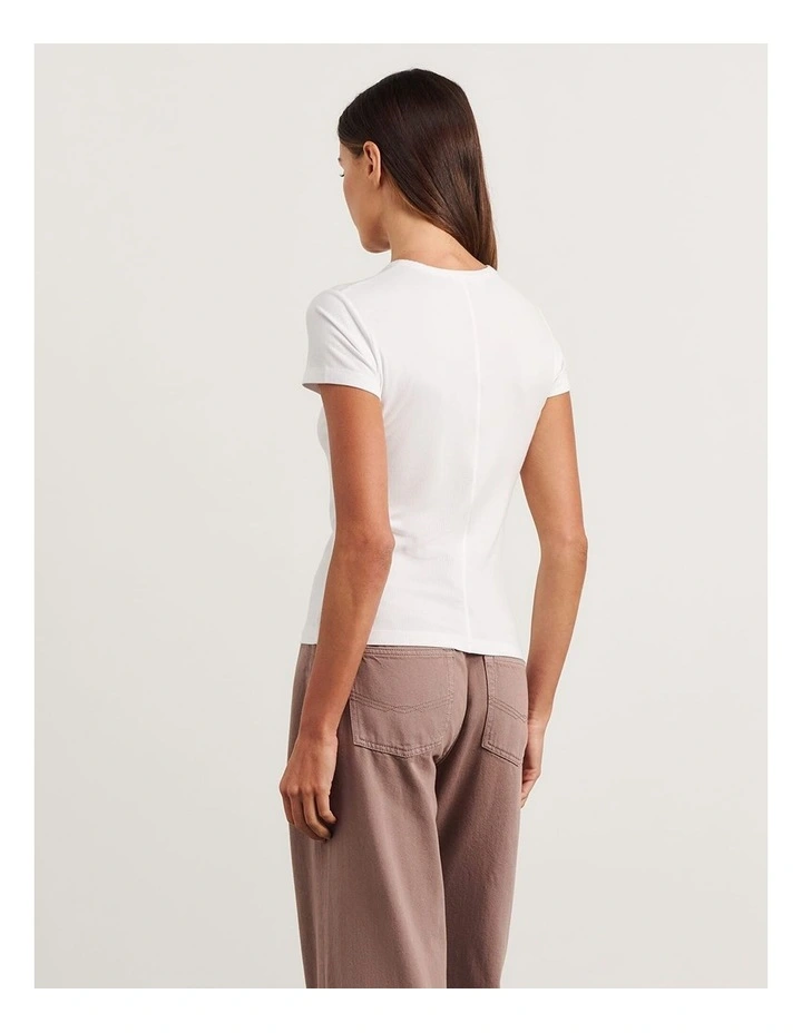 Celina Short Sleeve Top in White image 2