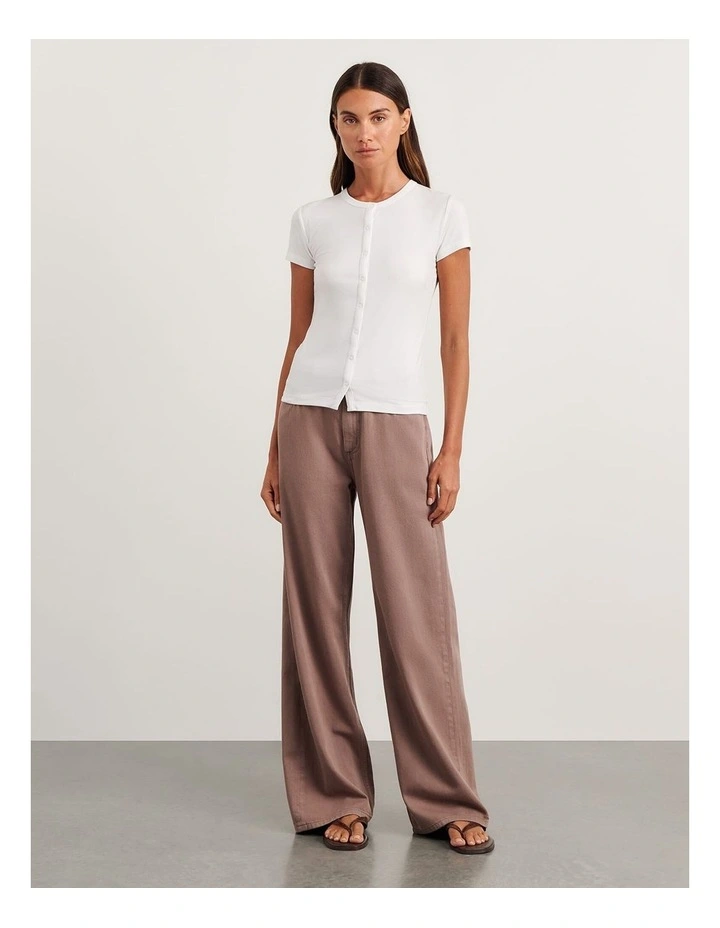 Celina Short Sleeve Top in White image 4