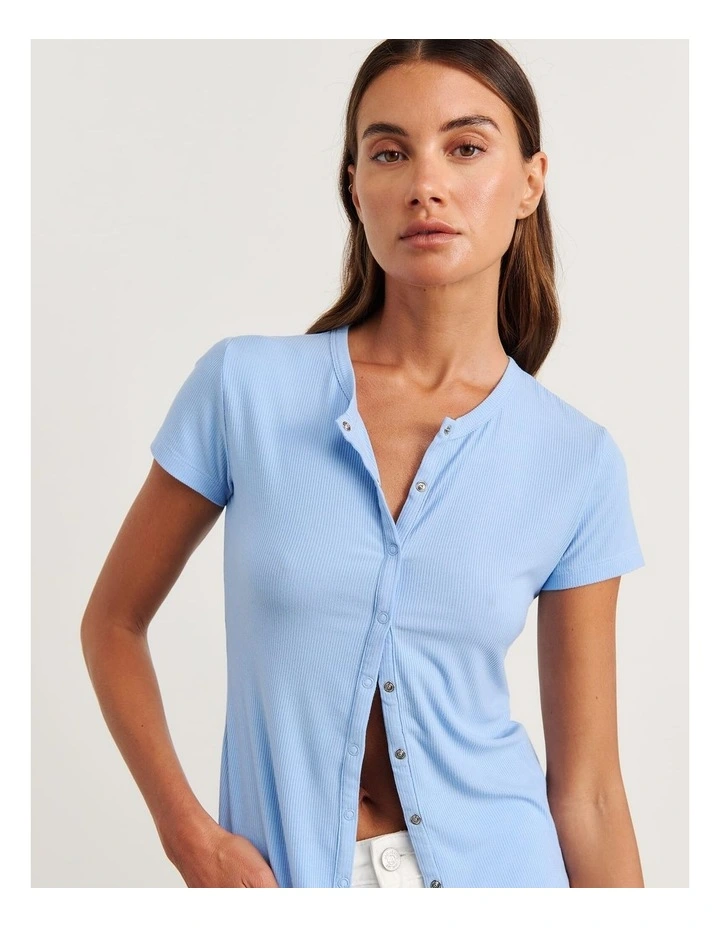 Celina Short Sleeve Top in Blue image 1
