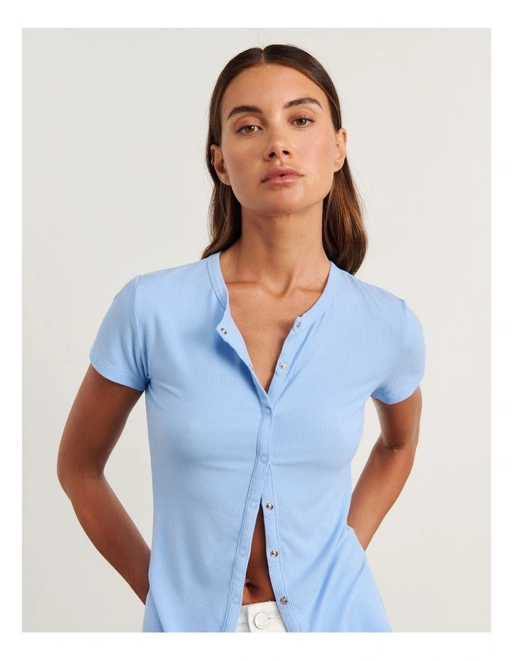 Celina Short Sleeve Top in Blue image 6