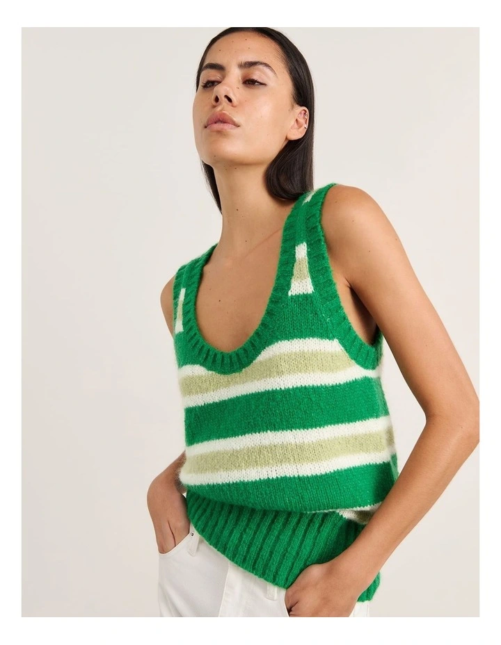 Lily Vest in Green and White image 1