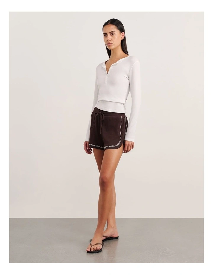 Celina Blanket Stitch Short in Brown image 3