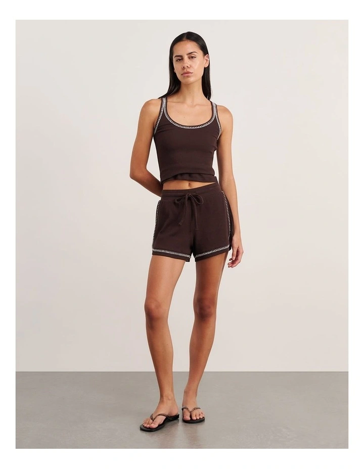 Celina Blanket Stitch Short in Brown image 4