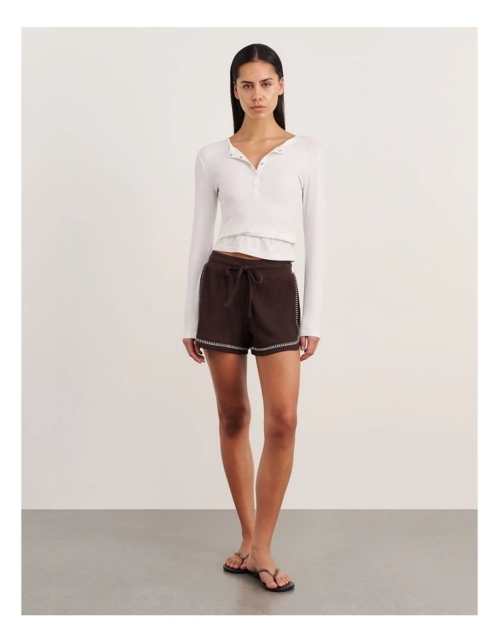 Celina Blanket Stitch Short in Brown image 6