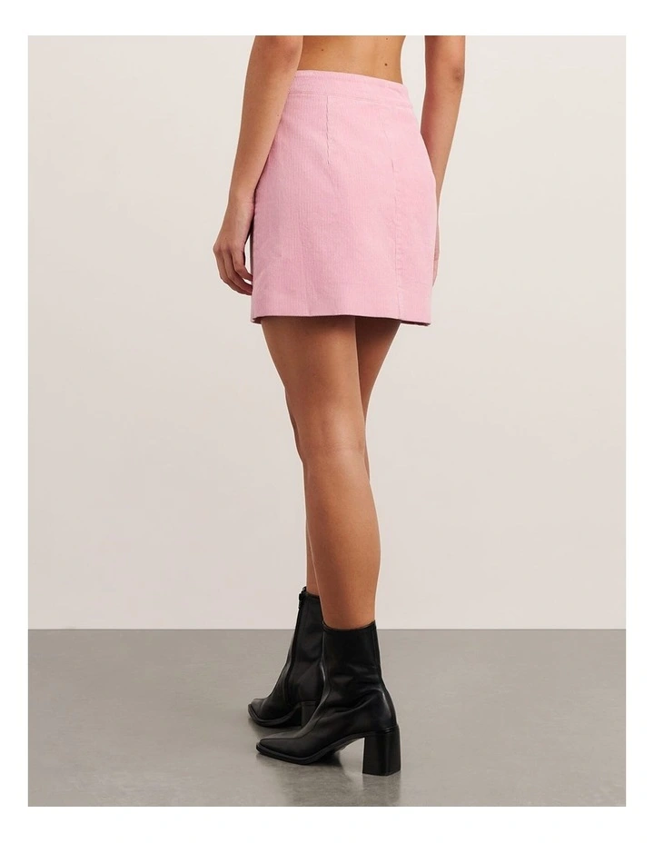Demi Cord Skirt in Pink image 2