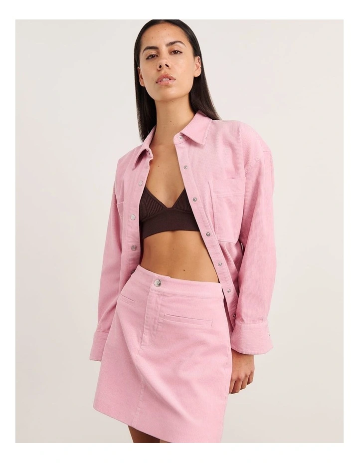 Demi Cord Skirt in Pink image 3