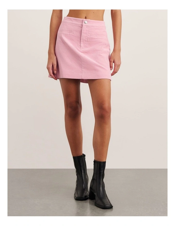 Demi Cord Skirt in Pink image 5