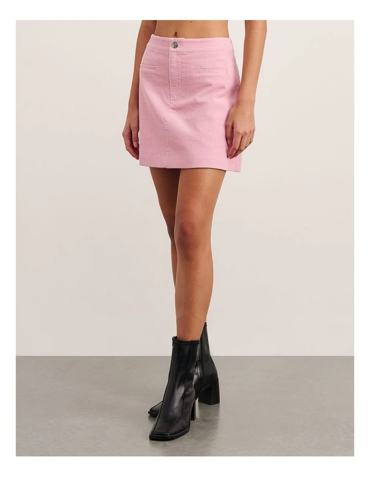 Demi Cord Skirt in Pink image 6