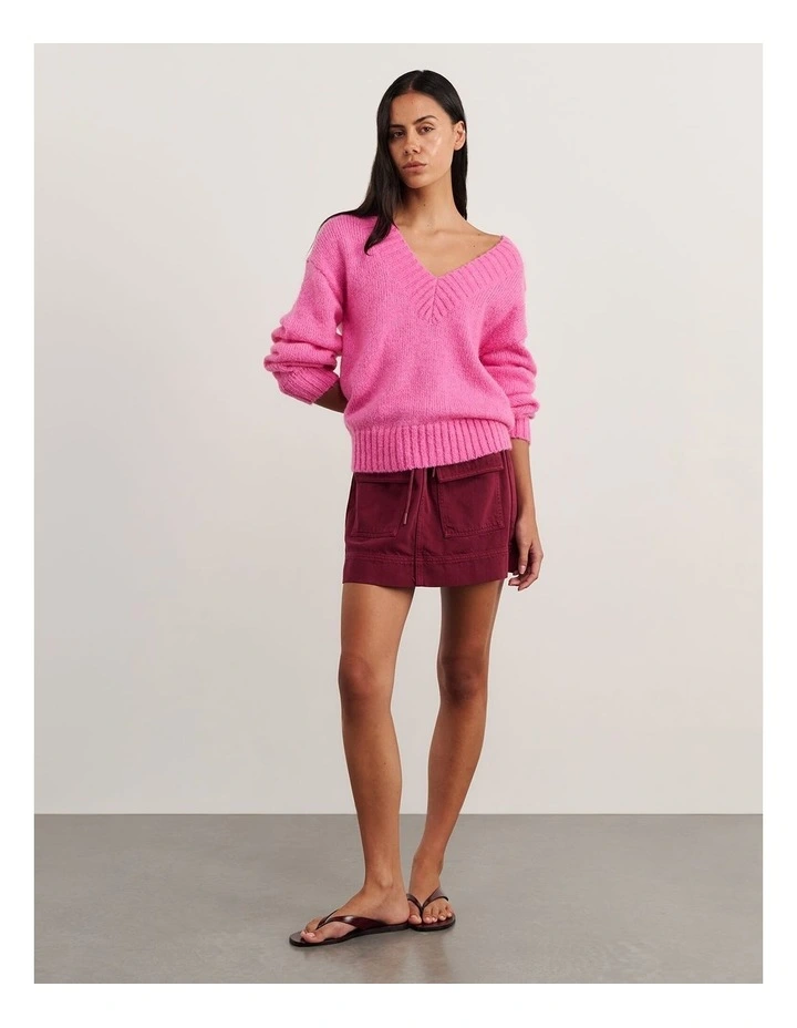 Lily V Neck Knit Jumper in Peony image 4