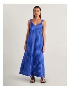 Sara Dress in Cobalt and White Stripe