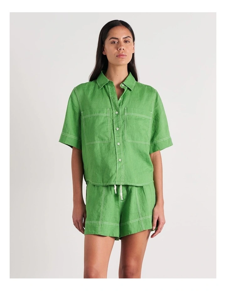 Gigi Linen Relaxed Short Sleeve Shirt image 3