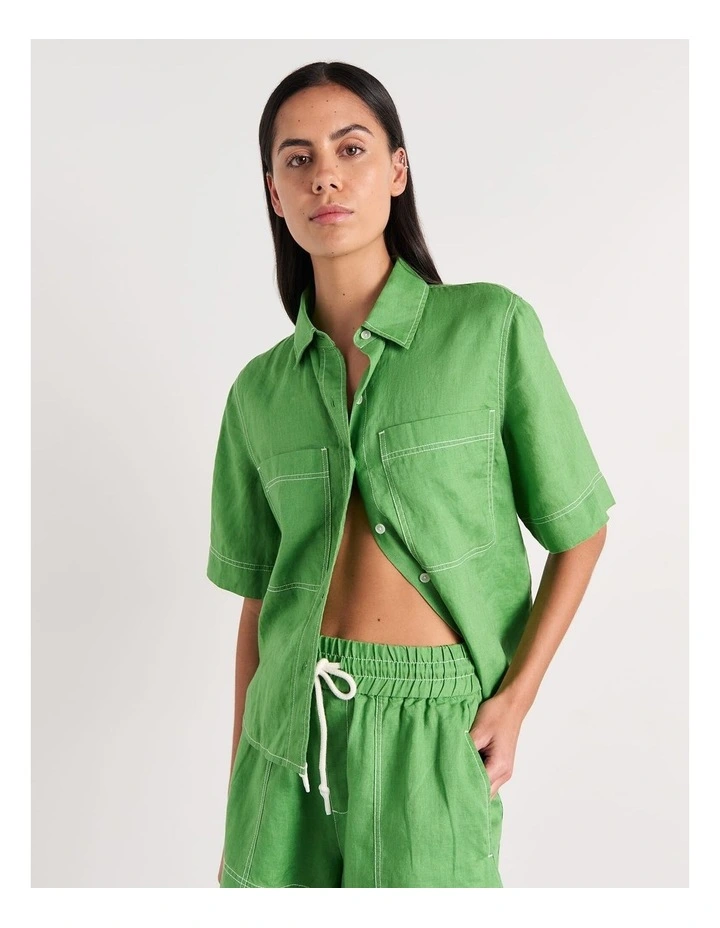 Gigi Linen Relaxed Short Sleeve Shirt image 7