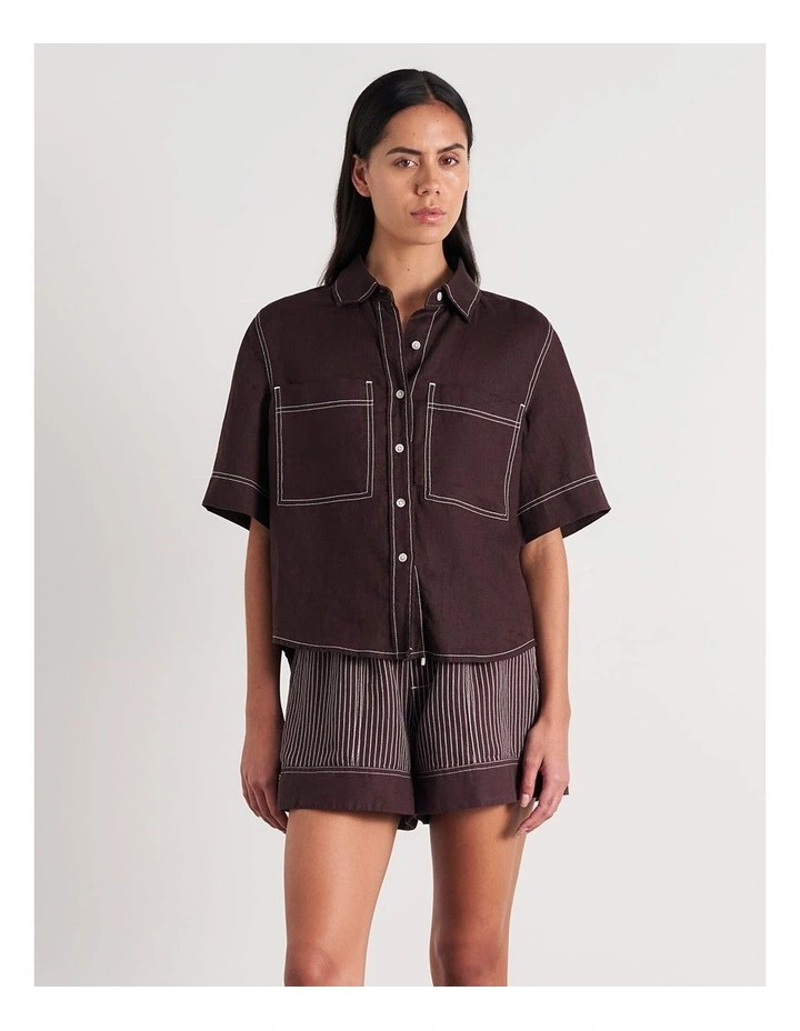 Gigi Linen Relaxed Short Sleeve Shirt image 6