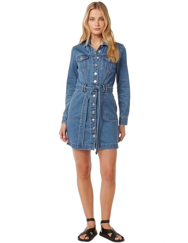 Raelyn Denim Dress in Blue image 5