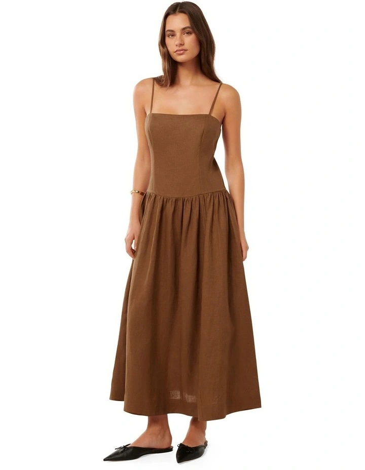 green emerald velvet dress Willa Linen Drop Waist Midi Dress  No. 14
