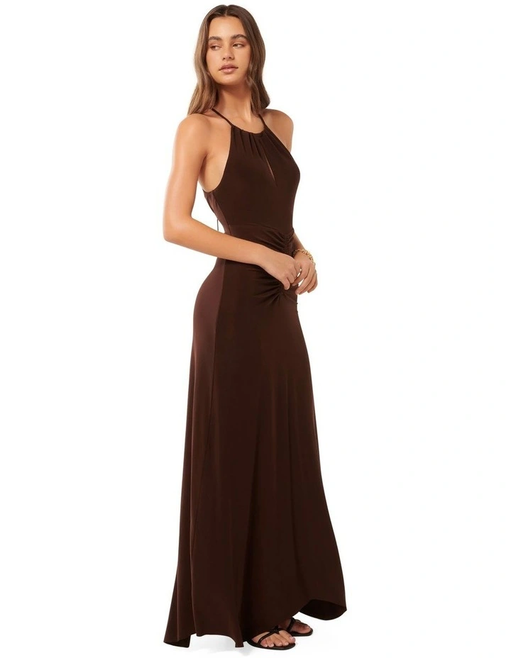 Whitney Gathered Maxi Dress in Brown image 3