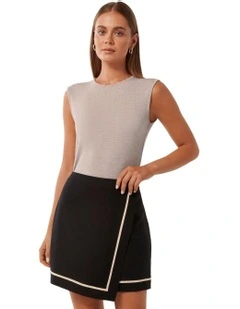 Mara Crew Neck Tank Top in Beige