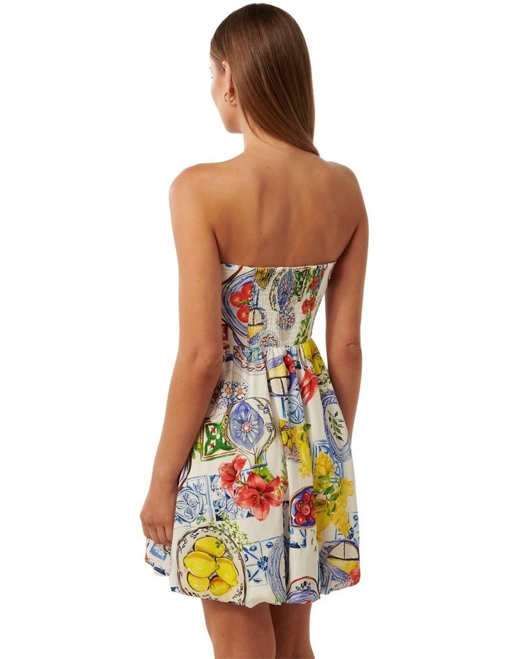 Phoebe Strapless Bubble Hem Mini Dress in Multi image 2