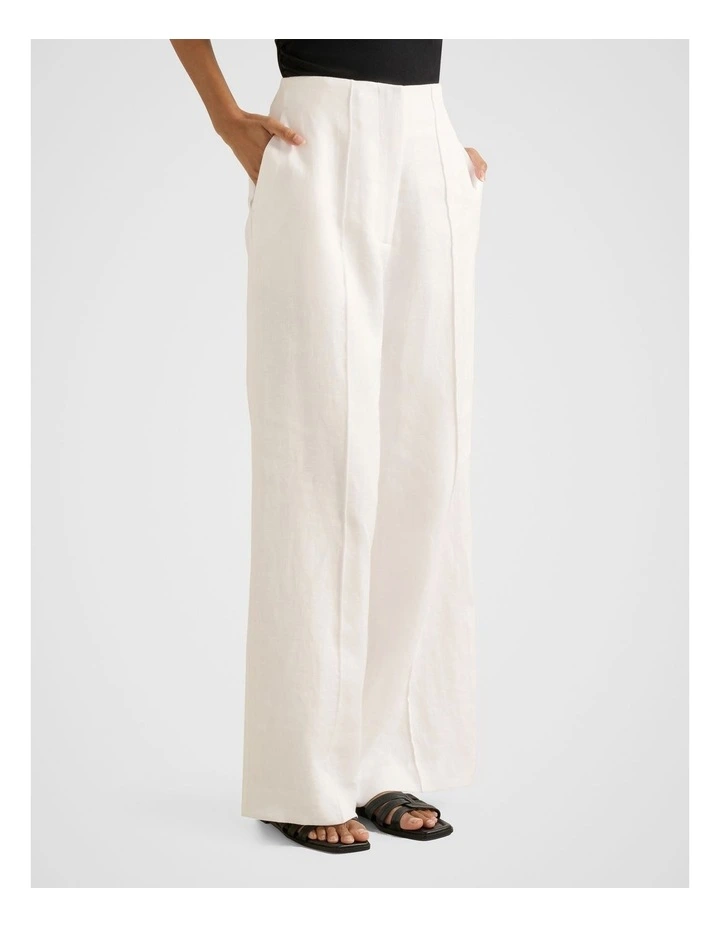 Posey Linen Wide Leg Pants in White image 3