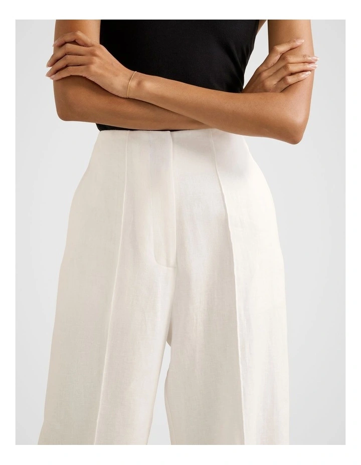 Posey Linen Wide Leg Pants in White image 4