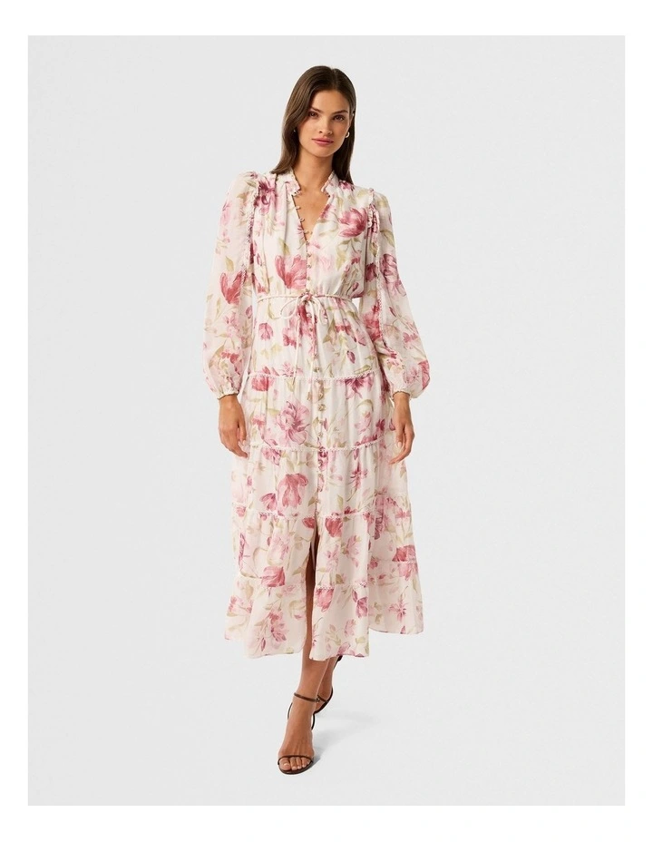 Jessie Button Down Midi Dress in Pink image 1