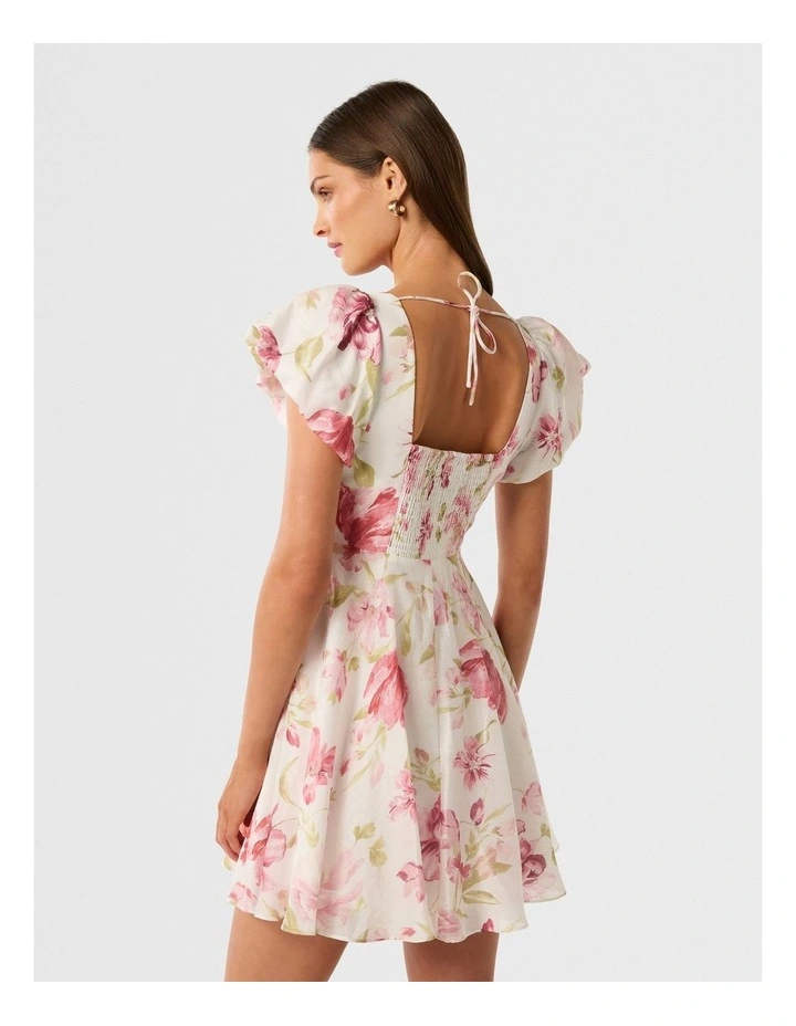 June Ruched V Neck Mini Dress in Pink image 2