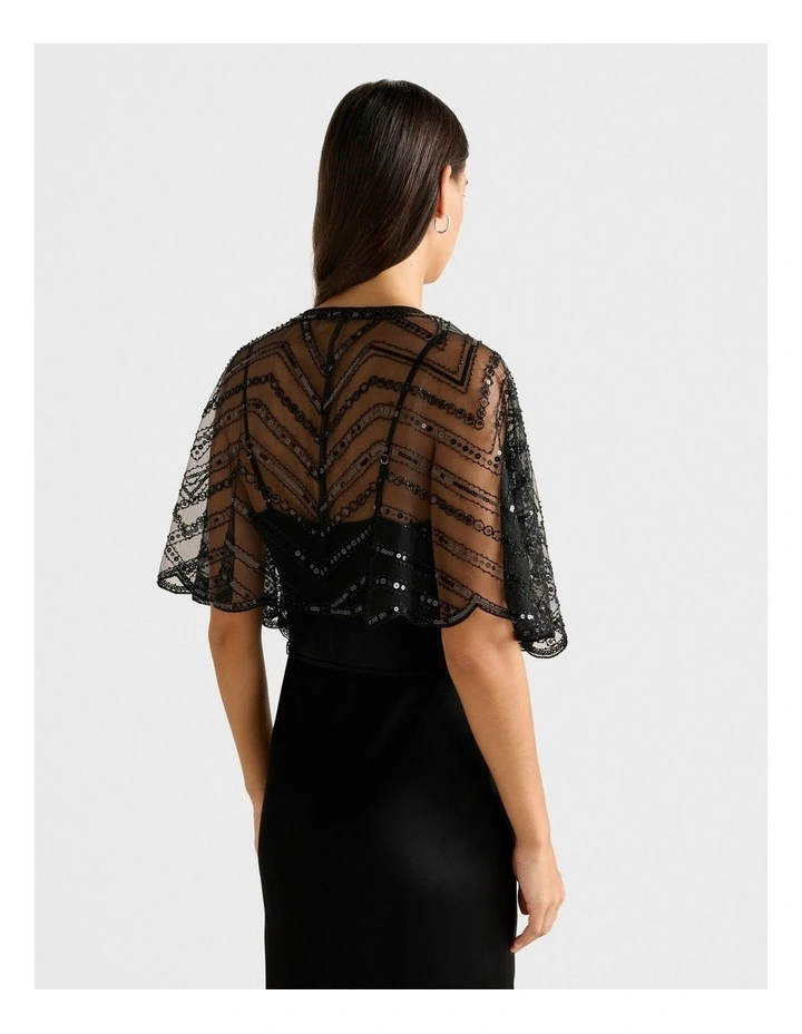 Scarlett Sequin Cape in Black image 2
