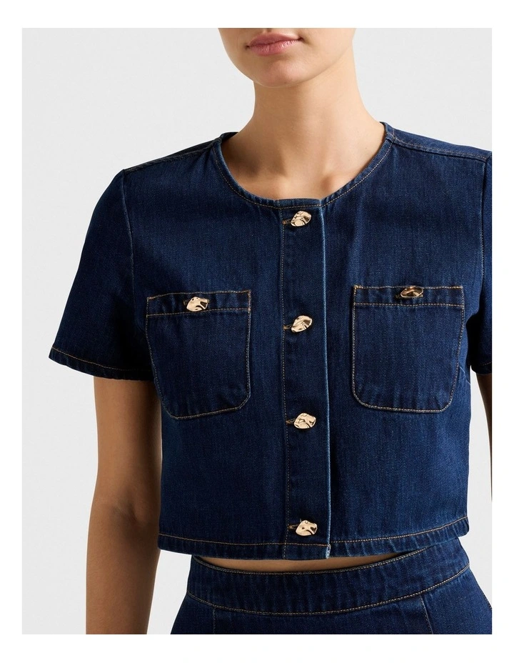 Elise Denim Shirt in Navy image 4