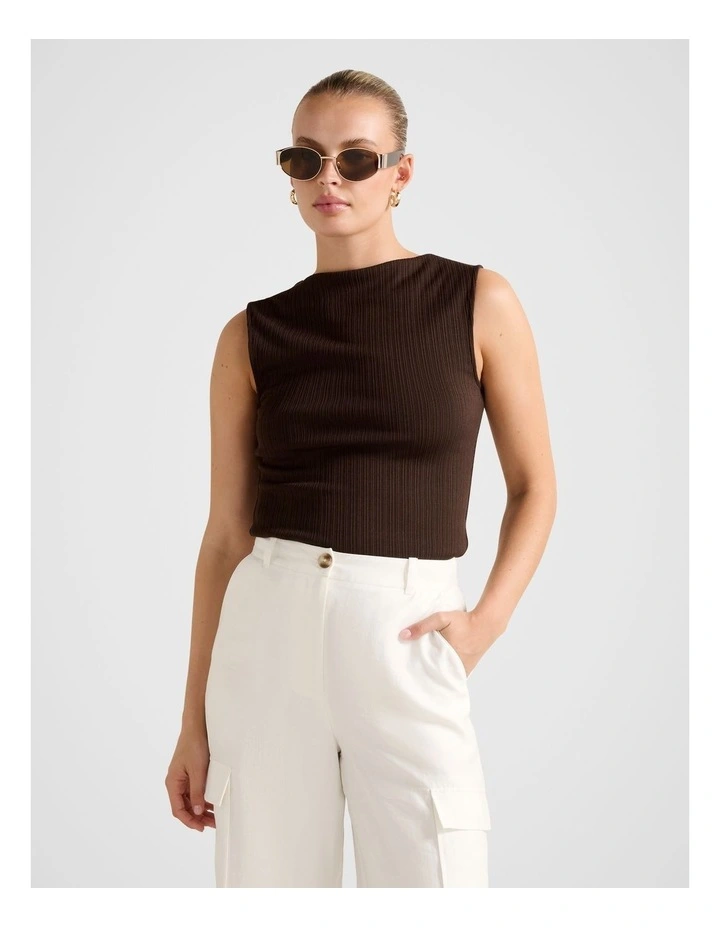 Frankie Boat Neck Tank Top in Brown image 1