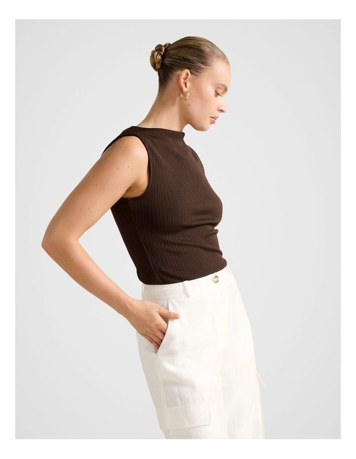 Frankie Boat Neck Tank Top in Brown image 3