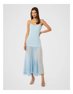 Luca Dropped Waist Maxi Dress in Blue