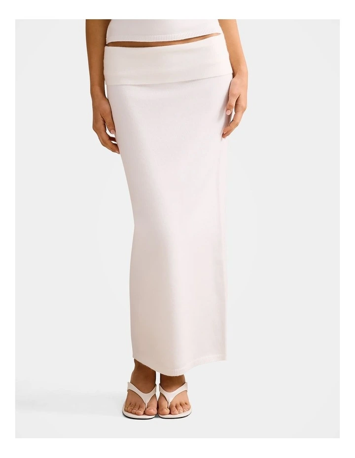 Lexi Knitted Midi Skirt in Cream image 1