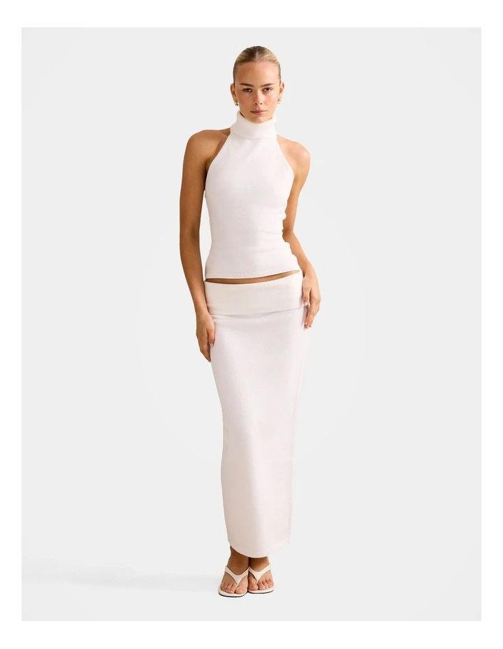 Lexi Halter Neck Knitted Top in Cream image 5