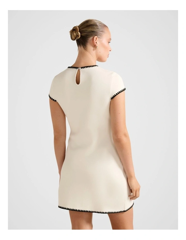 Marla Whipstitch Trim Mini Dress in Cream image 2
