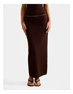 Lexi Knitted Midi Skirt in Brown