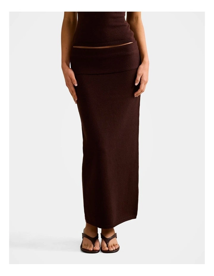 Lexi Knitted Midi Skirt in Brown image 1