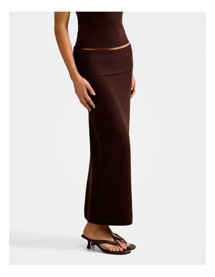 Lexi Knitted Midi Skirt in Brown image 3