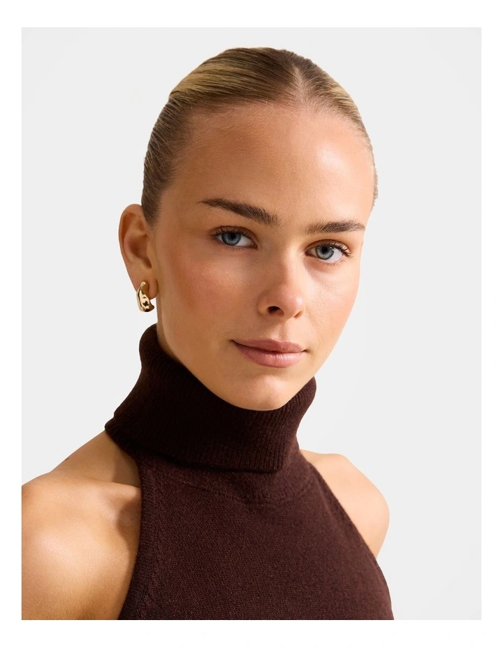 Lexi Halter Neck Knitted Top in Brown image 4