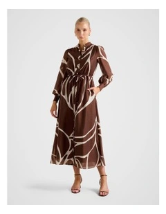 Samara Long Sleeves Midi Dress in Multi