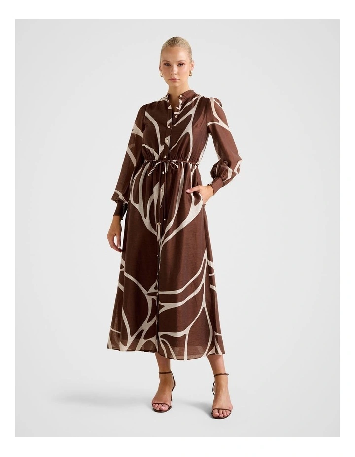 Samara Long Sleeves Midi Dress in Multi image 1