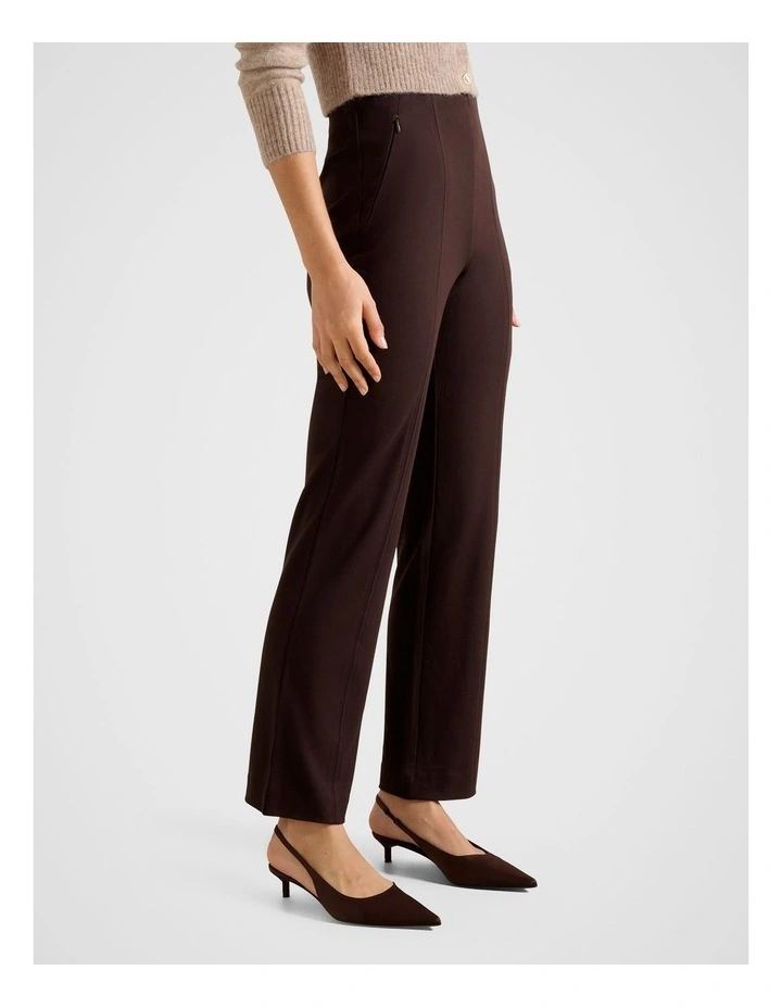 Percy Cropped Ponte Pants in Brown image 3
