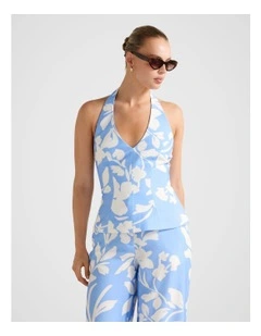 Sanna Halter Neck Top in Blue