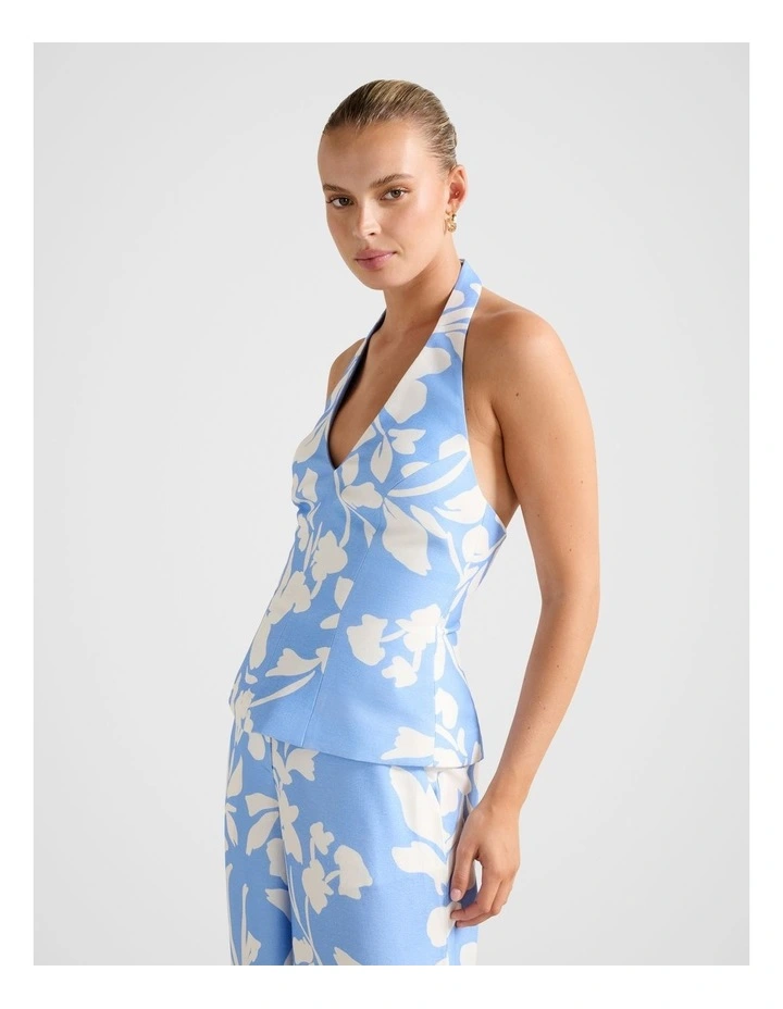 Sanna Halter Neck Top in Blue image 3